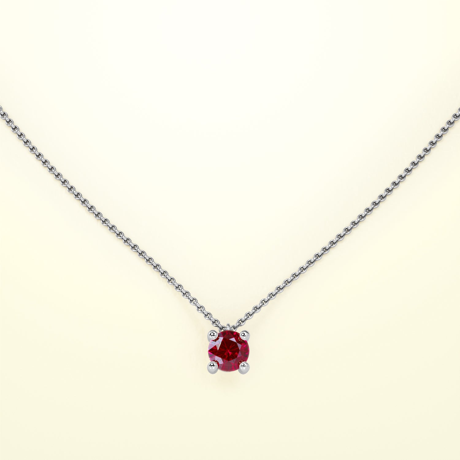 Birthstone Halskette Jänner in Weißgold mit rotem Granat. Von FENA daily Jewellery.