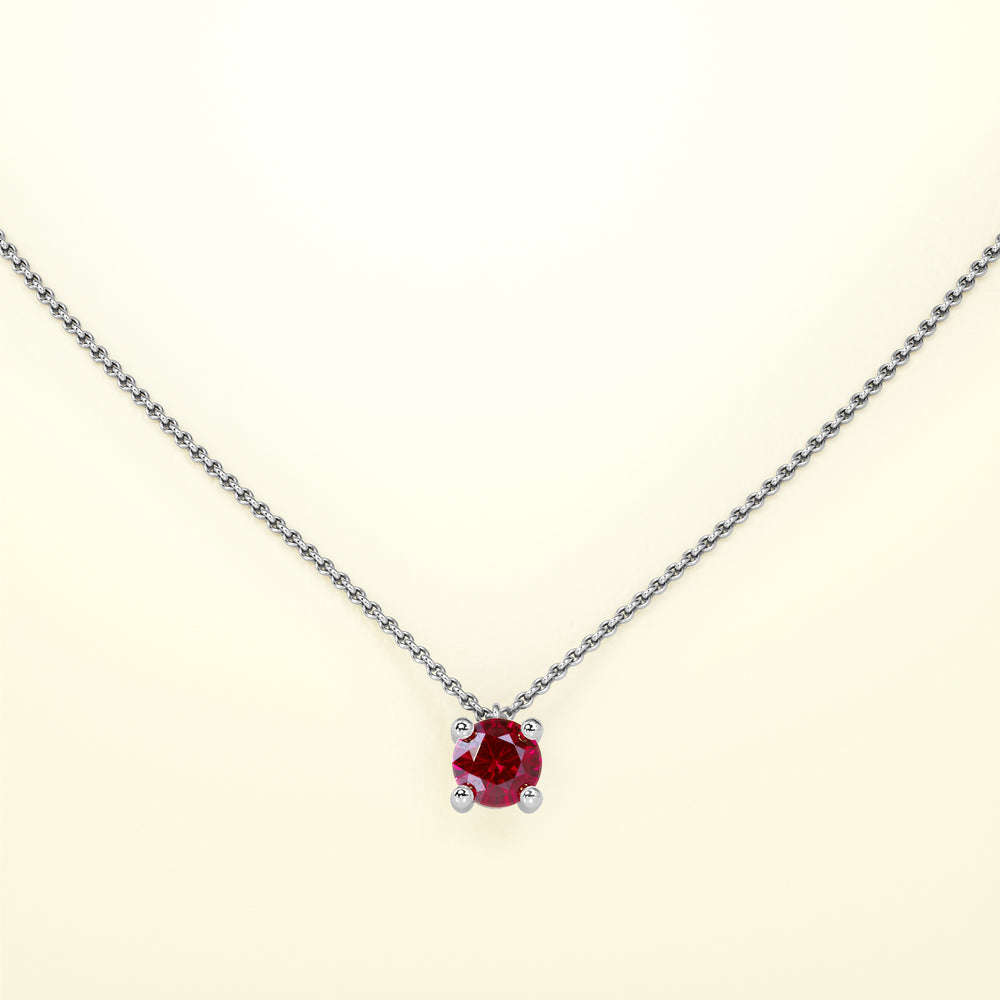 Birthstone Halskette Jänner in Weißgold mit rotem Granat. Von FENA daily Jewellery.