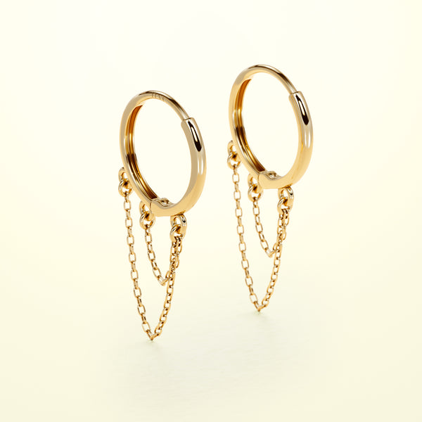 PURE Double Chain Hoops - 18K Gold